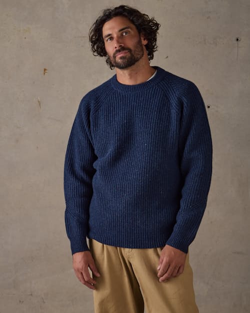 on model image of Shoreline Fisherman Crewneck Sweater