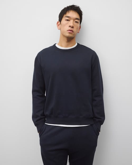 on model image of Midweight Terry Standard Crewneck