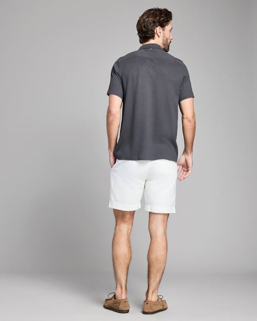 on model image of Short-Sleeve Hemp Cotton Knit Shirt