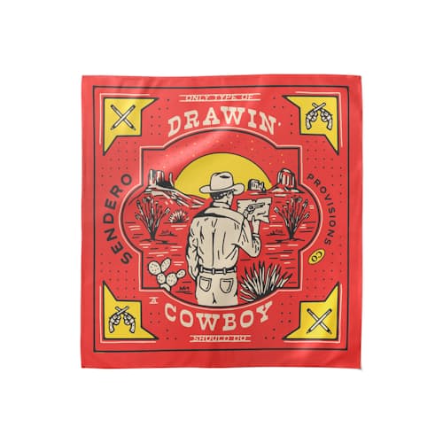 laydown image of Drawin' Cowboy Bandana