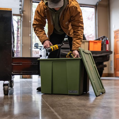 lifestyle image of Payloader Storage Bin - Single Pack - 64 L