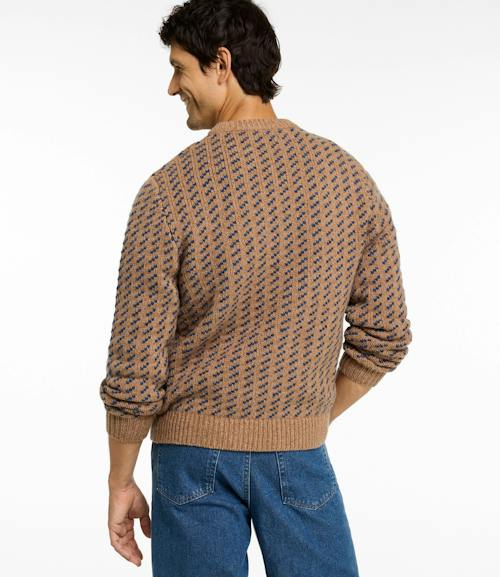 on model image of Bean’s Classic Ragg Wool Crewneck Sweater