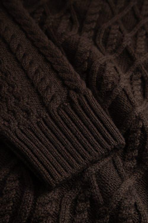 laydown detail image of Nordhavn Aran Crewneck Sweater