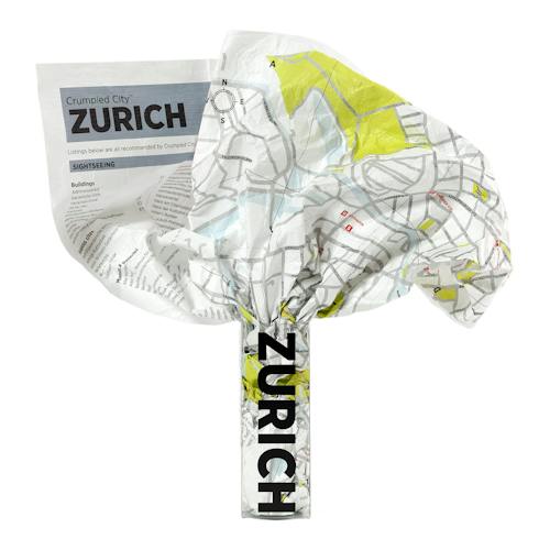 laydown image of Crumpled City Map - Zurich