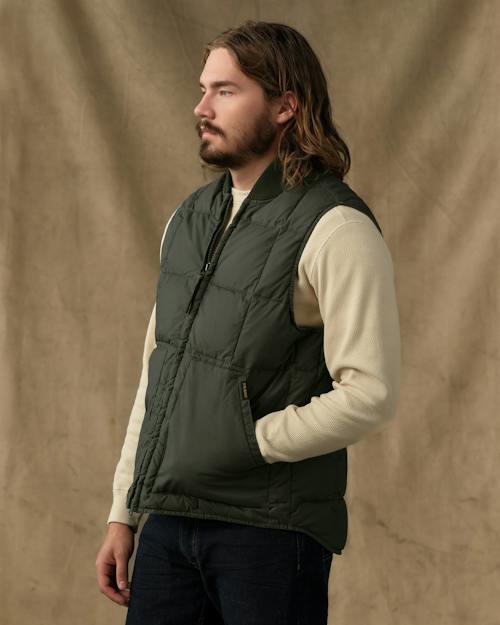 on model image of Heritage Cotton Down Vest