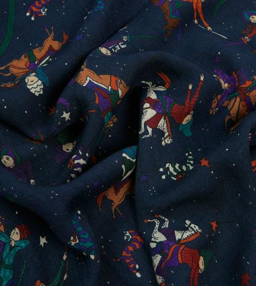 laydown detail image of Mughal and Stars Print Wool Scarf