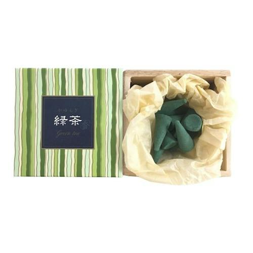 laydown image of Green Tea 12 Incense Cones
