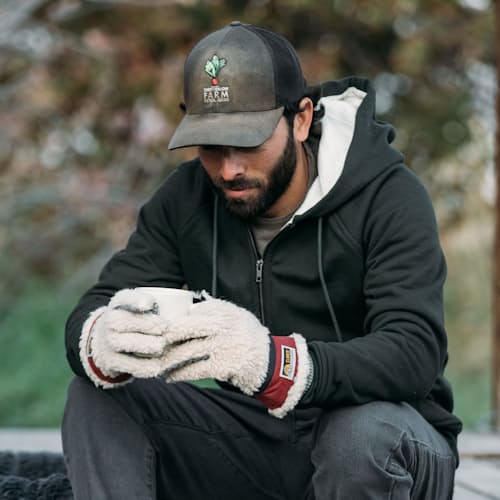 lifestyle image of 10-Year Waffle-Lined Hoodie