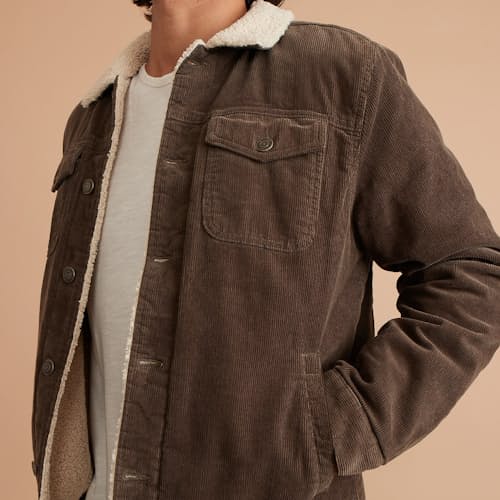 laydown image of Boise Cord Sherpa Trucker Jacket