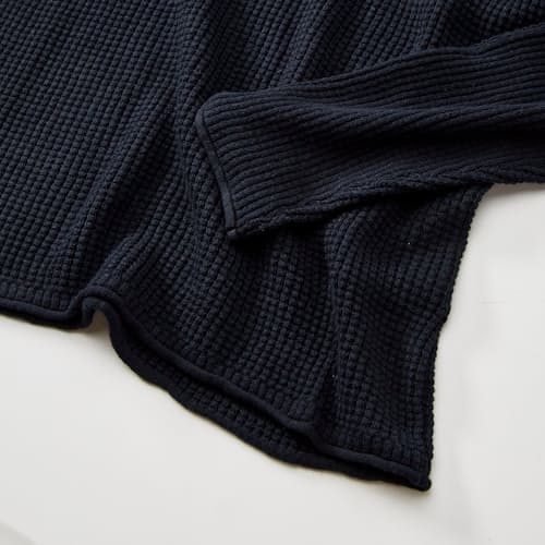 laydown detail image of Waffle Cotton Cashmere Crewneck Sweater