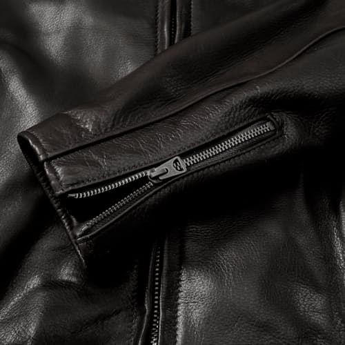 laydown detail image of Waxed Natural Pebbled Cowhide Cafe Leather Jacket