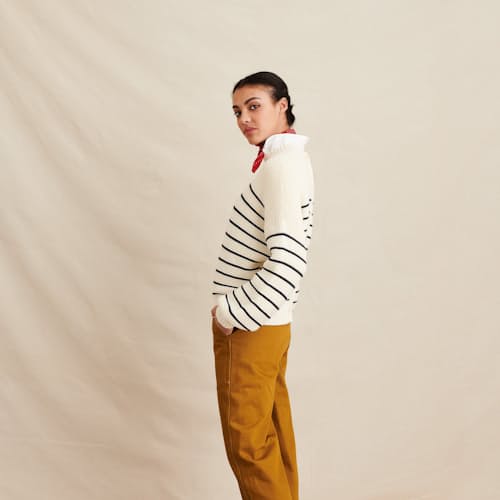 laydown image of Women's Button-Back Crewneck Sweater