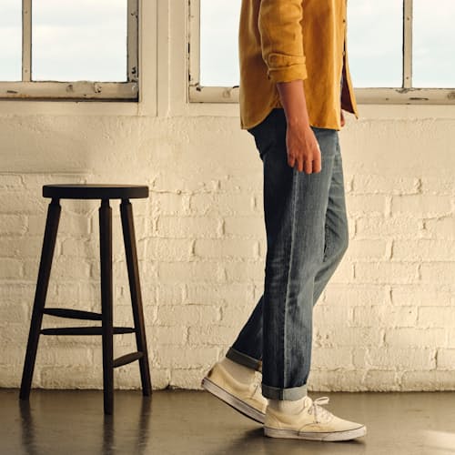 lifestyle image of Jones Slim Straight Denim Jeans