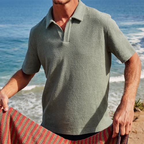 laydown image of Terry Polo Johnny Collar