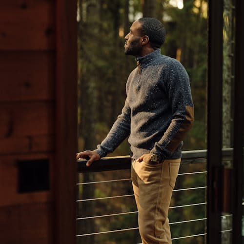 lifestyle image of Highlands Guide Quarter Zip Sweater