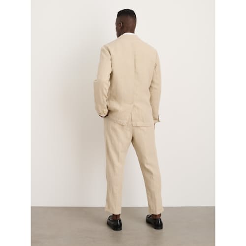 on model image of Mercer Pleated Linen Pant