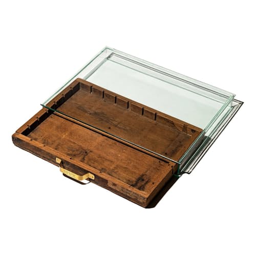 laydown image of Glass Display Case with Vintage Drawer