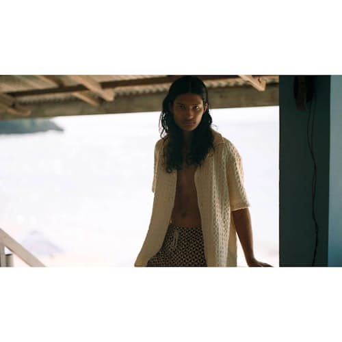 lifestyle image of Camp Collar Waffle Shirt