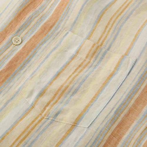 laydown image of Baja Striped Camp Collar Shirt