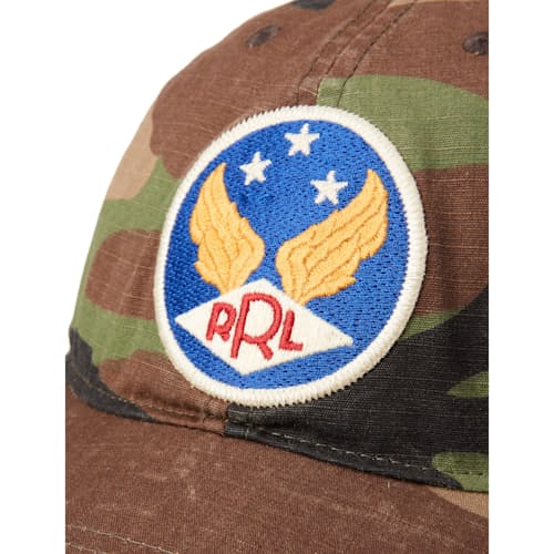 laydown image of Ripstop Woodland Camo Ball Hat