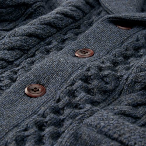 lifestyle image of Aran Cable Knit Cardigan Sweater