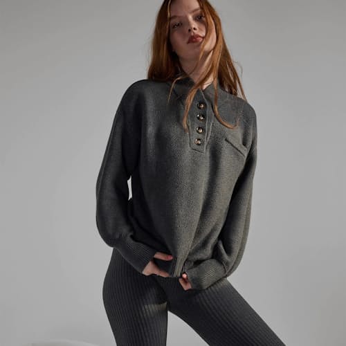laydown image of Women's Cottonsilk™ Pocket Henley