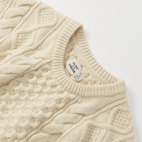 lifestyle image of Aran Cable Knit Crewneck Sweater