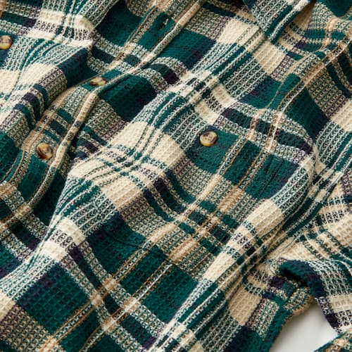 lifestyle image of Glen Falls Waffle Madras Long Sleeve Shirt