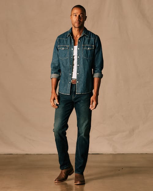 on model image of Bone Button Western Shirt