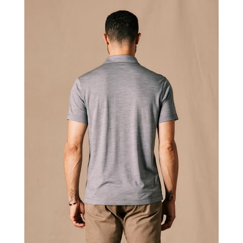 on model image of 72-Hour Merino Polo Shirt