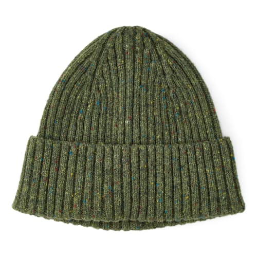 laydown image of Ribbed Donegal Wool Beanie