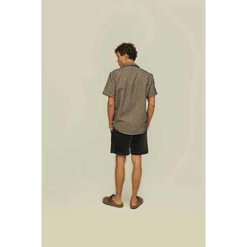 on model image of Camp Collar Terry Shirt