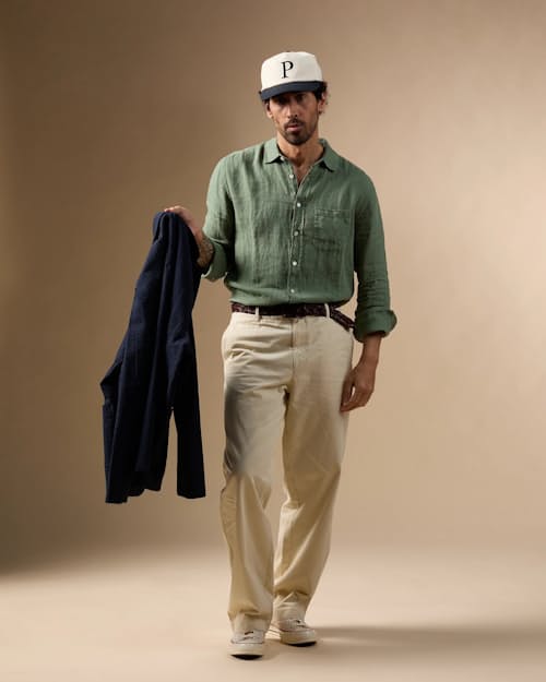 on model image of Classic Linen Summer Shirt