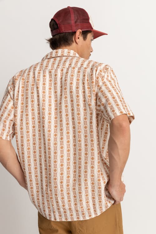 on model image of Tile Stripes Short Sleeve Shirt