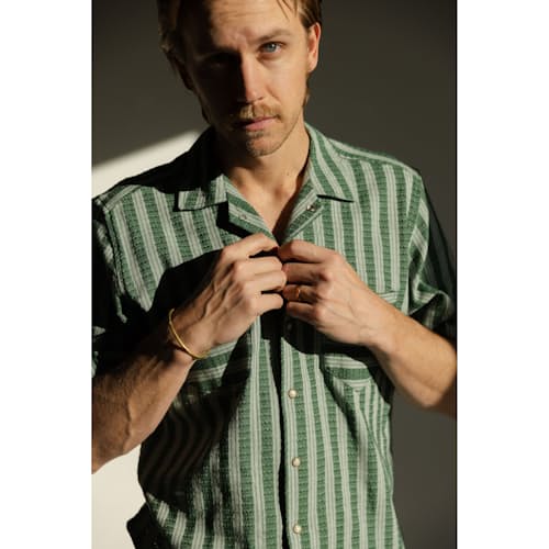on model image of Jacquard Camp Collar Shirt