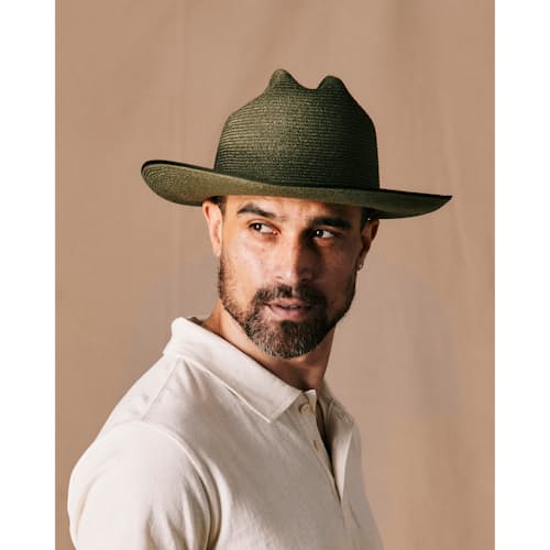 on model image of Open Road Hemp Straw Hat
