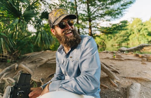 lifestyle image of Lightning Badge Foam Trucker Hat
