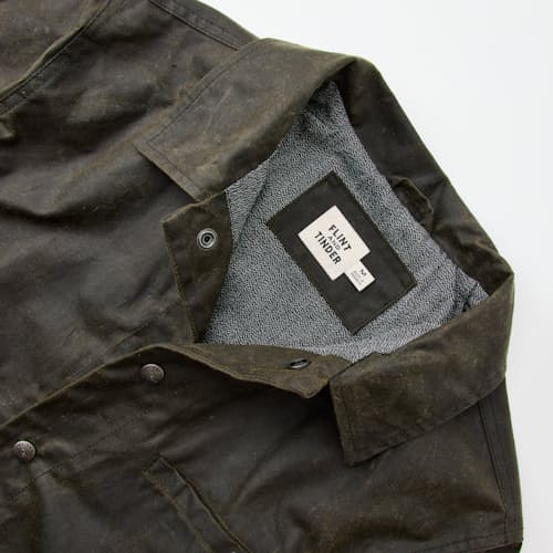 laydown detail image of The James Waxed Snap Jacket