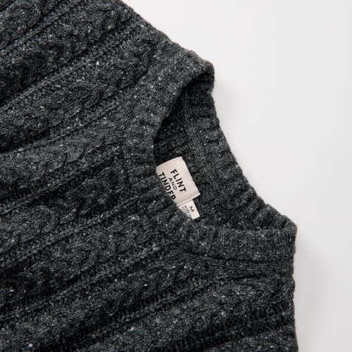 laydown detail image of Highlands Guide Cable Crewneck Sweater