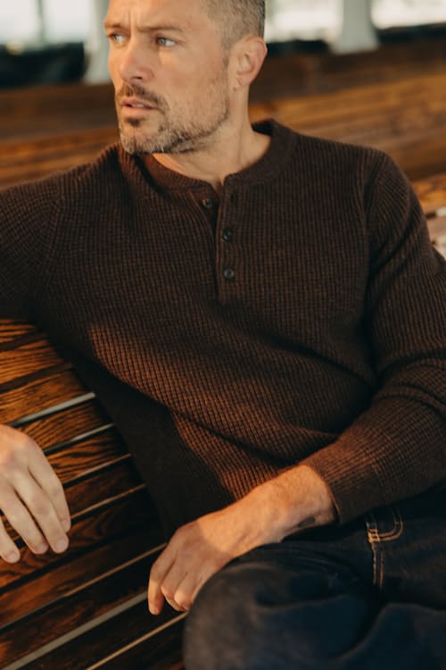 lifestyle image of The Sidecountry Merino Waffle Sweater