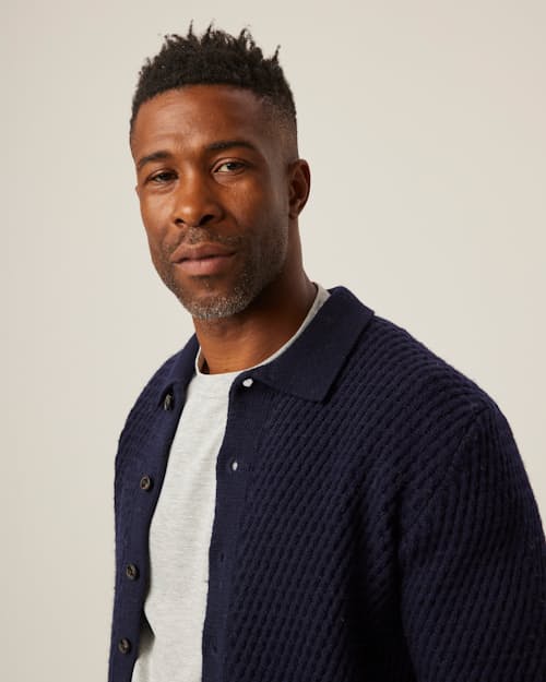 on model image of Hampton Soft Washed Cardigan