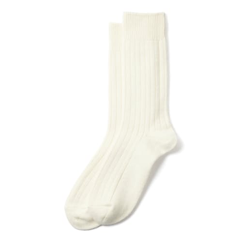 laydown image of Cotton Wool Blend Ribbed Crew Socks