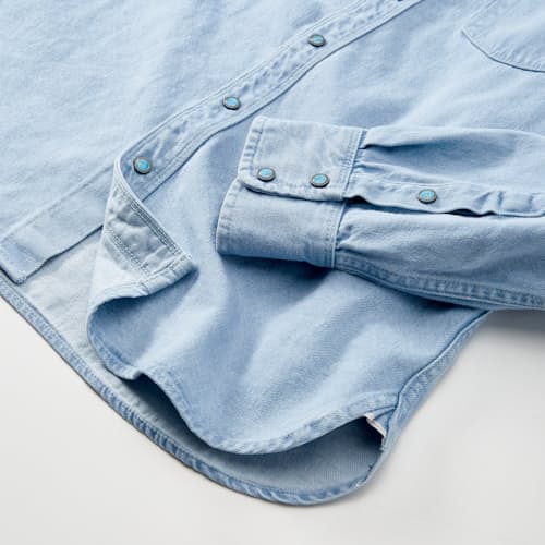laydown detail image of Modern Western Pearlsnap Selvedge Denim Shirt