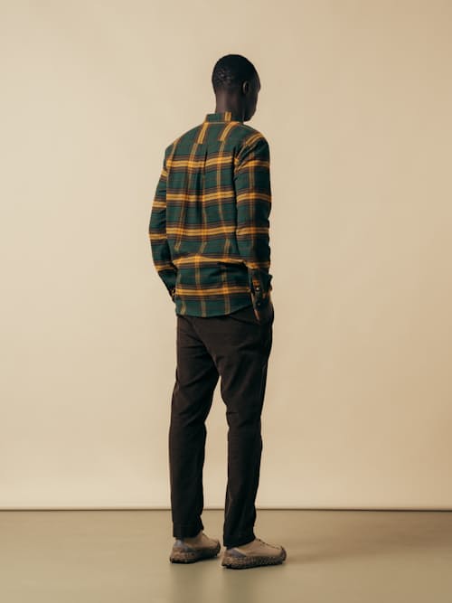 on model image of Dirleton Japanese Brushed Plaid Shirt
