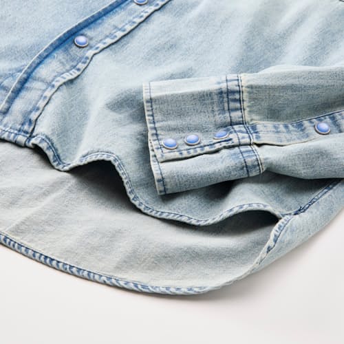 laydown detail image of Washed Denim Pearlsnap Shirt