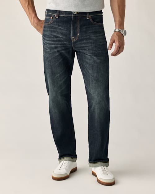 on model image of Stretch Selvedge Denim - HB Straight