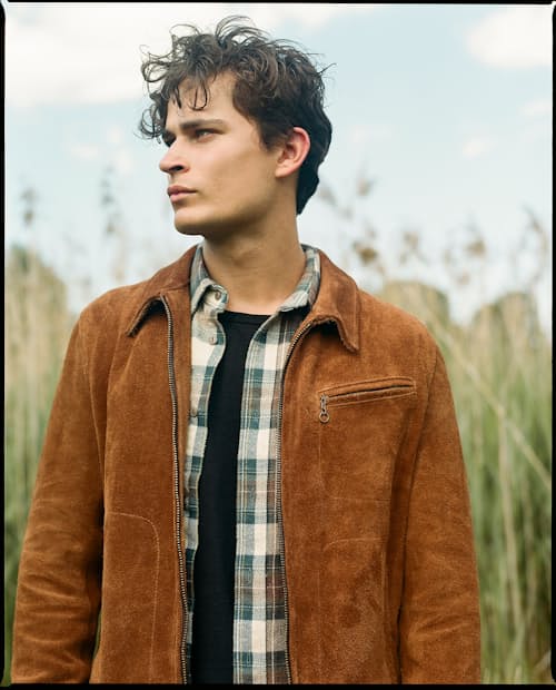 lifestyle image of Roughout Leather Suede Jacket
