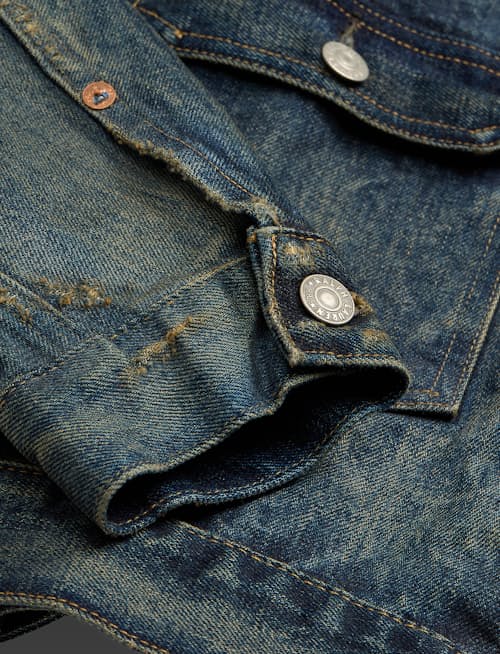 laydown detail image of Type 2 Roughtout Denim Trucker Jacket