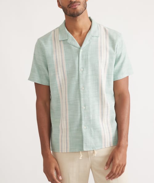 on model image of Short Sleeve Stretch Selvage Resort Shirt