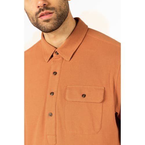 on model image of Gary Jersey Knit Short Sleeve Polo